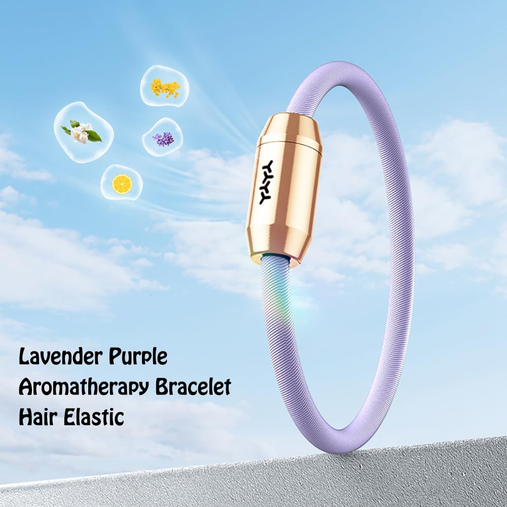 YOLAXGA Essential Oil Diffuser Bracelet & Hair Tie - Portable Brass Aromatherapy Locket for Relaxation & Anxiety Relief - Wellness Gift for Men & Women (Includes 10 Refill Sticks)-Blue