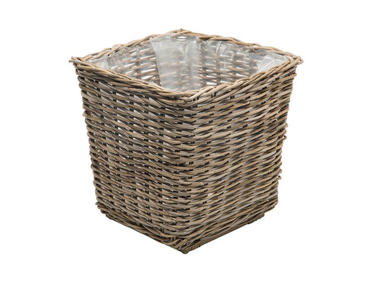 Kouboo Planter Woven Rattan Indoor Outdoor with Drainage Holes Tall Cute Pots Square for Olive Tree Large