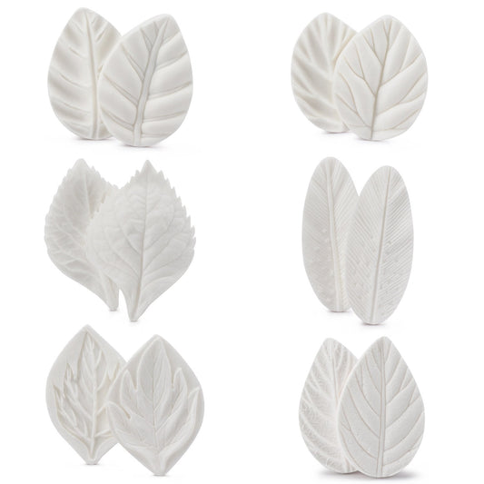 Beasea Silicone Leaf Fondant Mold, 6pcs Rose Leaf Cutter for Fondant Cake Decorations Styling Chocolate Sugar Cookie Cutter Set Silicone Mould