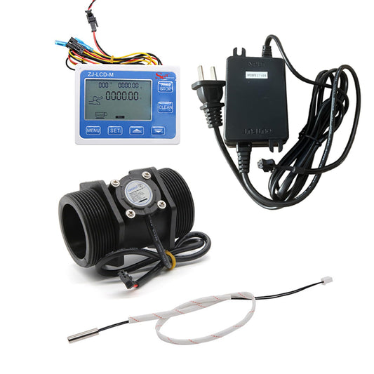 GREDIA Digital LCD Display Quantitative Controller Water Control + G1-1/2" Hall Effect Flow Sensor Flowmeter +24V Power
