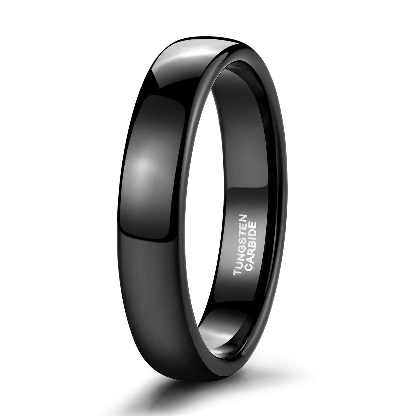 TRUMIUM 4mm Mens Womens Wedding Band Tungsten Carbide Black Rings High Polished Beveled Edges Comfort Fit Size 11.5