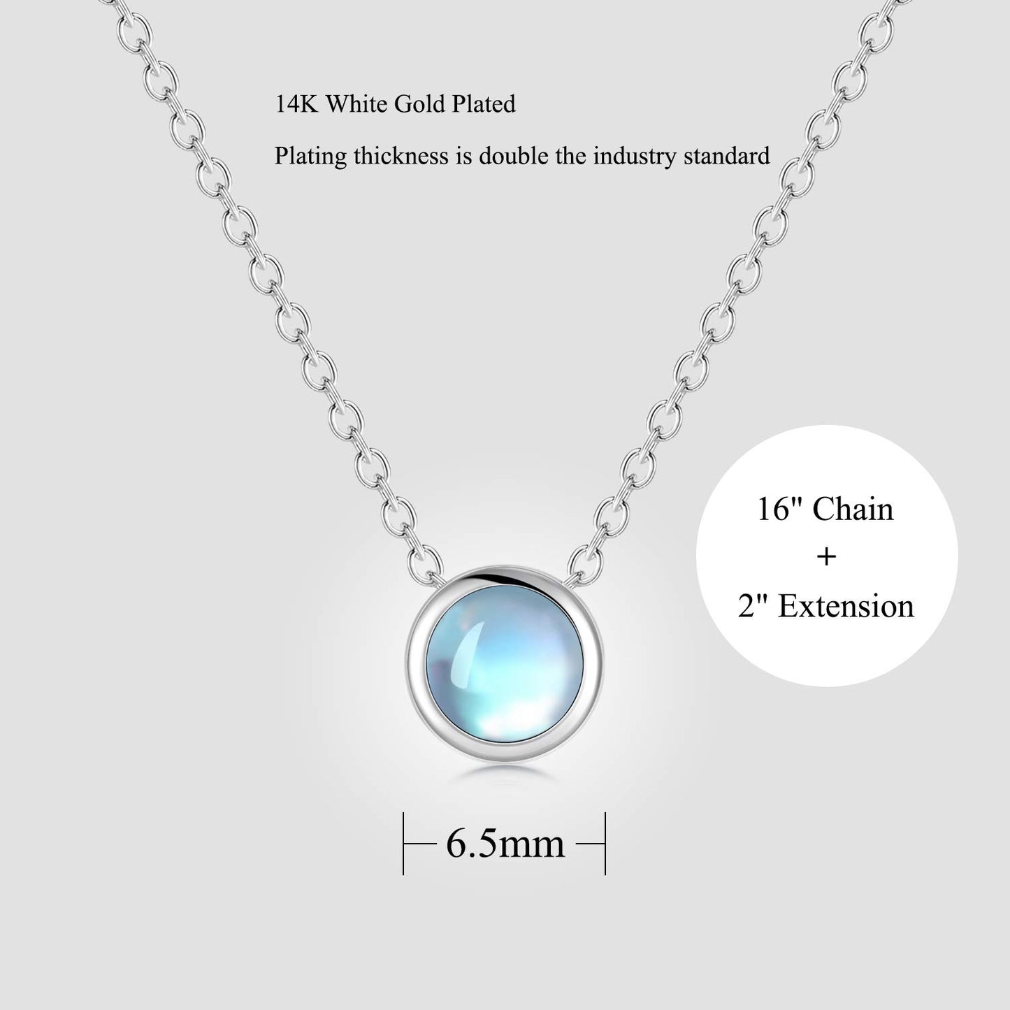 CUOKA MIRACLE Moonstone Necklace Choker Necklace for Women Rainbow Synthetic Moonstone with Sterling Silver Chain 16-18 Inches Adjustable Dainty Short Necklace Gift for Women