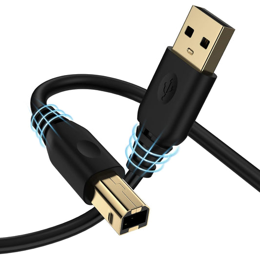 10FT 2.0 USB Printer Cable Type A to B Printer Scanner Cord High-Speed Scanners Cable Compatible with HP, Canon, Dell