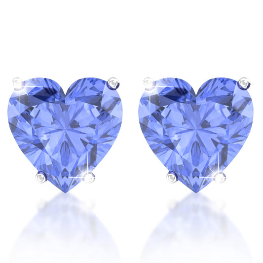Belinda Jewelz - Heart Stud Earrings, 5mm Cubic Zirconia Heart Earrings with Prong Setting, 925 Sterling Silver Earrings Studs, Tanzanite Stud Earrings for Women