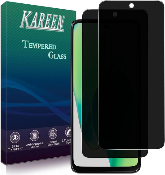 2 Pack 5G (2025) KAREEN Privacy Screen Protector for Motorola Moto G Anti Spy Tempered Glass Film, Anti-Scratch, Bubble