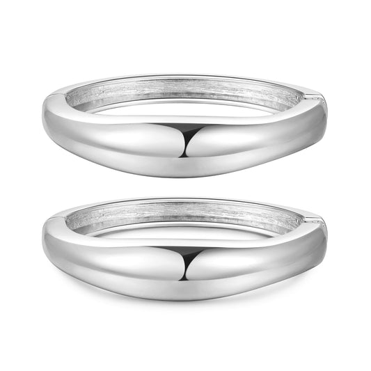 AYWFCBF Silver Bangles for Women, 2pcs Trendy Bracelet Stack Hinged Open Cuff Silver Bracelets for Women