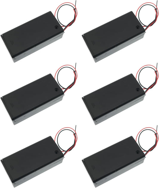 YTgilo 6PCS 9V Battery Box with Cover and Switch Battery Holder with Leads for Student Experiments LED Strip Battery