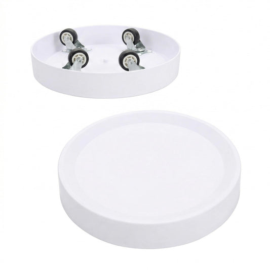 KangTeer 12.4inch Plant Caddy with Hidden Wheels 2Pack White Round Rolling Plant Stands ,Mobile Tray Trolley for Large Flower Pots, Air Purifiers & Ceramic Sculptures (12.4inch)