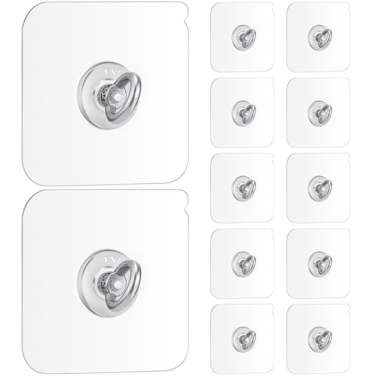 Beeveer 12 Pcs Heavy Duty Adhesive Ceiling Hooks Ceiling Wall Hooks Hangers Without Nails Practical Stainless Steel Waterproof for Indoor Outdoor Home Office Kitchen Hanging Plant