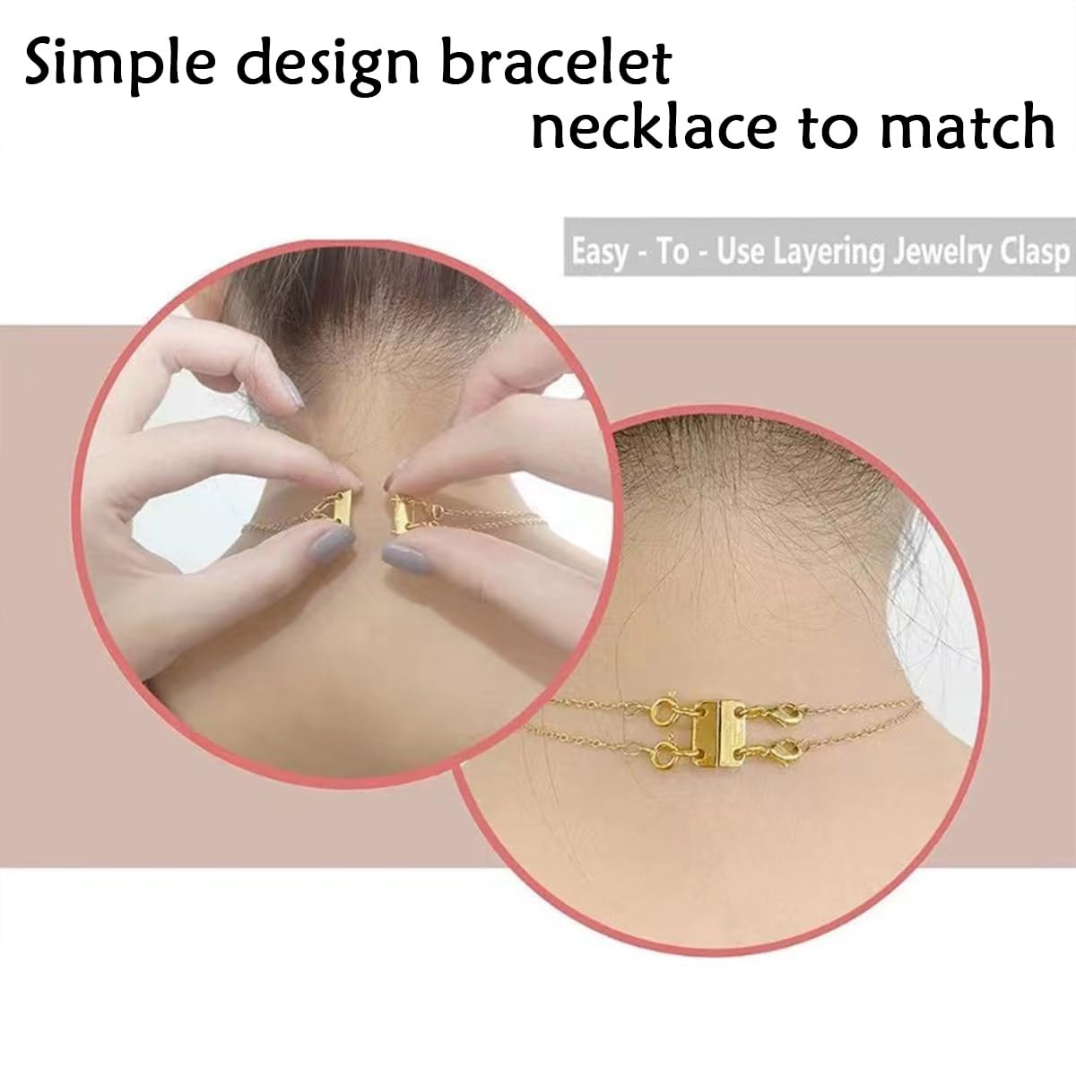 Layering Magnetic Necklace Clasps, Multiple Necklace Clasp,Necklace Clasps for Layered Look，Stainless Steel Chain Link Clasps for Necklaces and Bracelets, Silver, Gold (3 Silver B)