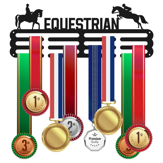 beinkmake Sports Medal Hanger Holder Display Rack for Awards Ribbons Horse Riding Wall Mount Shelf Hanging Storage Metal for Equestrian Horseman Race