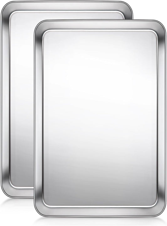 Terlulu Baking Sheet Set - Stainless Steel Cookie & Jelly Roll Pans | 2-Piece, 16'' x 12'' x 1''