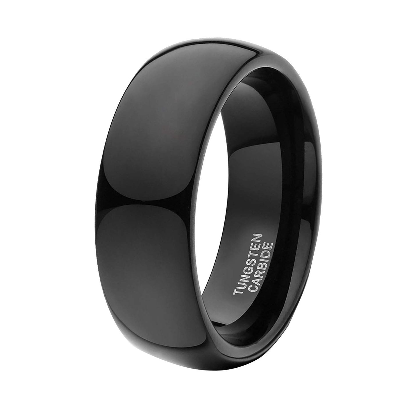 TRUMIUM 8mm Black Ring Band Tungsten Wedding Band for Men Women High Polished Dome Comfort Fit Size 5