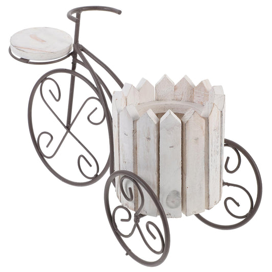 Kisangel Bicycle Flower Pot Rack Metal Plant Stand for Outdoor Garden Unique Iron Craft Design Multi-Layer Flower Display Holder for Balcony and Patio Decor Random Color
