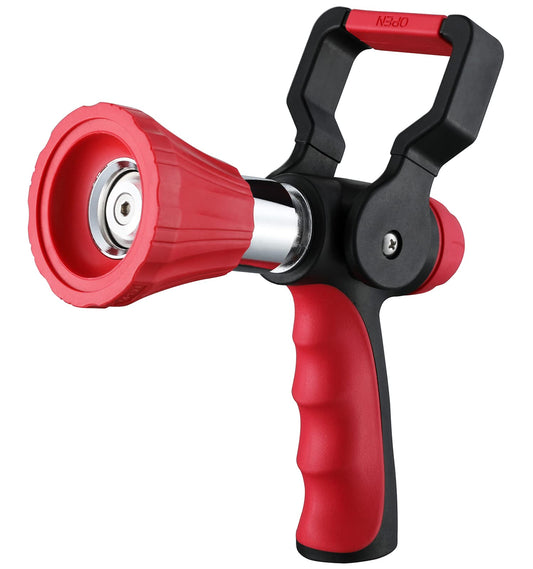 FANHAO High Pressure Fireman's Spray Nozzle, Heavy Duty Metal Garden Hose Nozzle with Lever Handle and Slip Ergonomic Grip, Adjustable Water Nozzle for Watering Lawn and Garden, Washing Car & Pet
