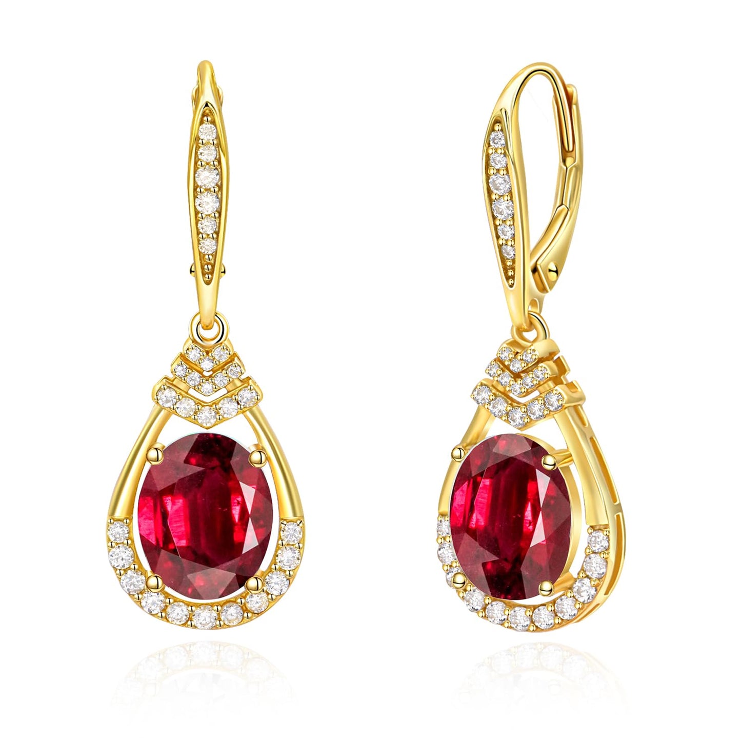 Sterling Silver Teardrop Earrings for Women Pink Tourmaline October Birthstone 18K Gold Plated Leverback Drop Earring for Mom Lady Sparkling Wedding Jewelry Gifts for Bride Party Birthday Christmas