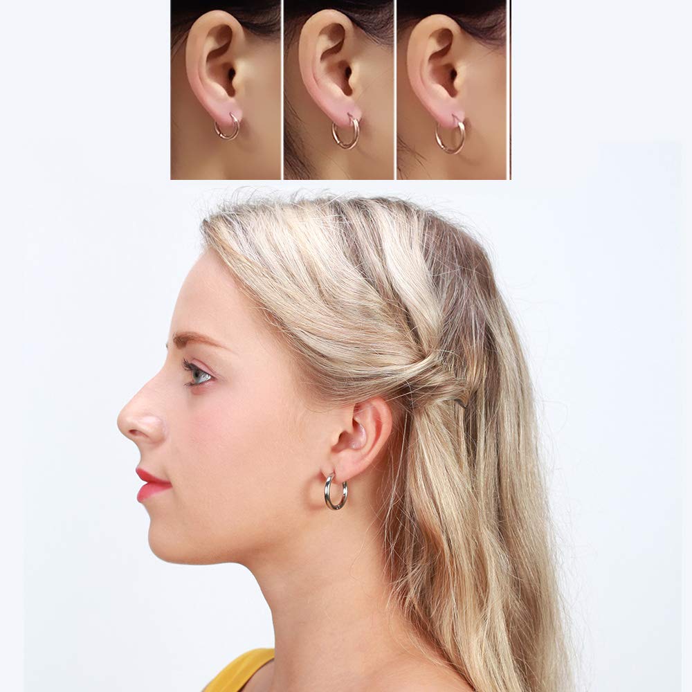 316L Surgical Stainless Steel Huggie Hoop Earrings 11mm Hypoallergenic Earrings Hoop Cartilage Helix Lobes Hinged Sleeper Earrings For Men Women (D01:11mm Gold(THK 2.0mm))