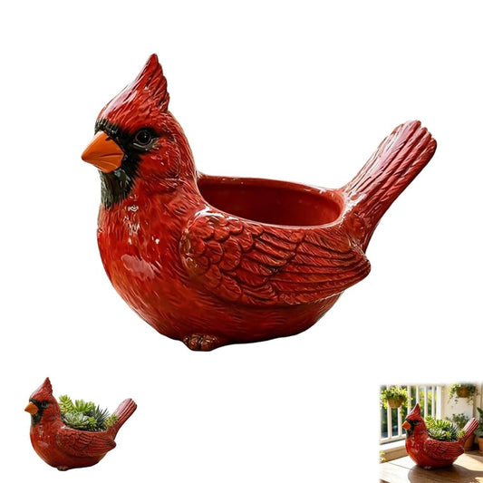 Cardinal Bird Succulent Planter, Resin Red Birds Plant Pot with Drainage Hole, Cardinal Flower Pot Decor for Indoor Outdoor Plants (A#)