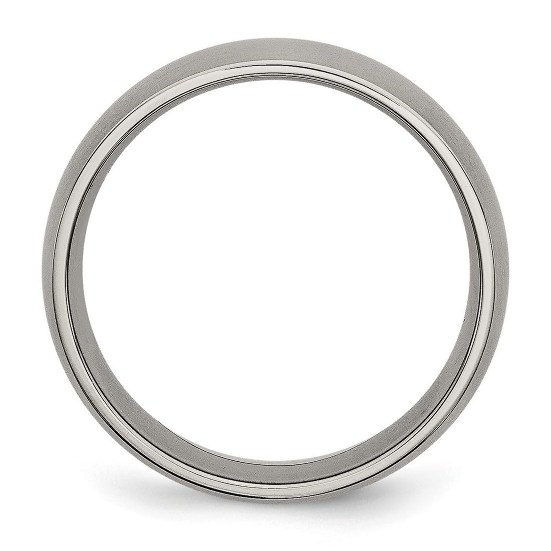 JewelryWeb Titanium Half Round 7mm Brushed Band Ring Size 6 Ring for Women and Men