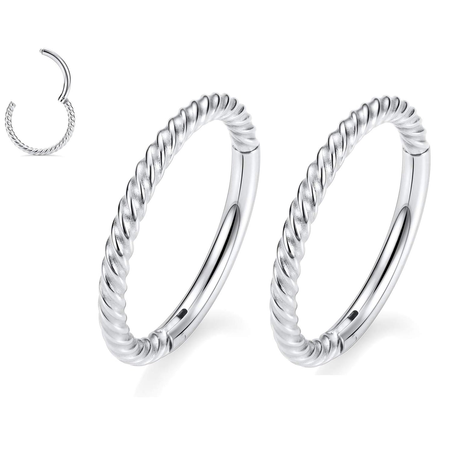 GAGABODY Septum Jewelry: Seamless Septum Clicker Nose Rings - 18 Gauge Hoop, 8mm, Silver Surgical Steel