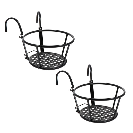 Unomor 2pcs Balcony Plant Display Rack Flower Pot Storage Shelf Hanging Plant Stand for Indoor Outdoor Railing Easy to Install and Space Saving Design