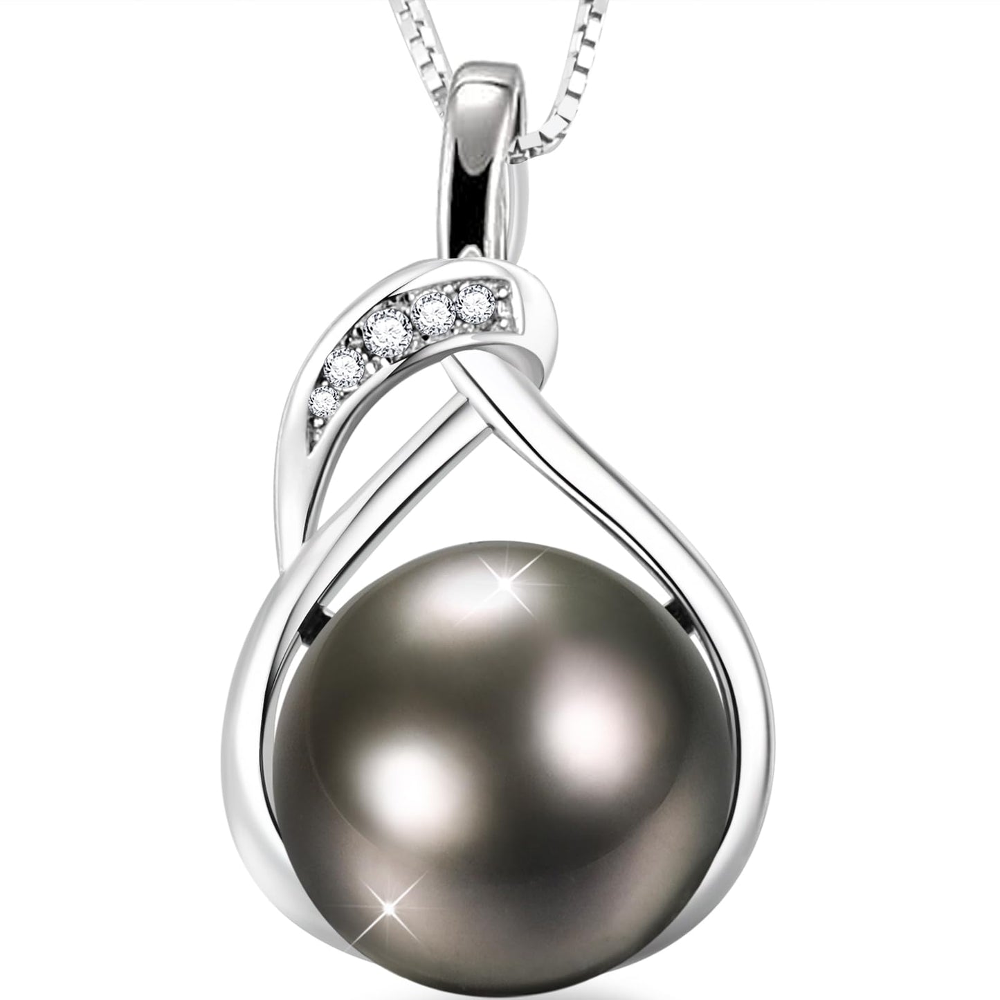 Kraidoey Tahitian Black Pearl Necklace, 11-12mm Round Real Pearls Jewelry,18+2" Sterling Silver Chain 18K Gold Plated Pendant - Gifts for Women Wife Anniversary Birthday Val Wedding Mothers Christmas Day Gift