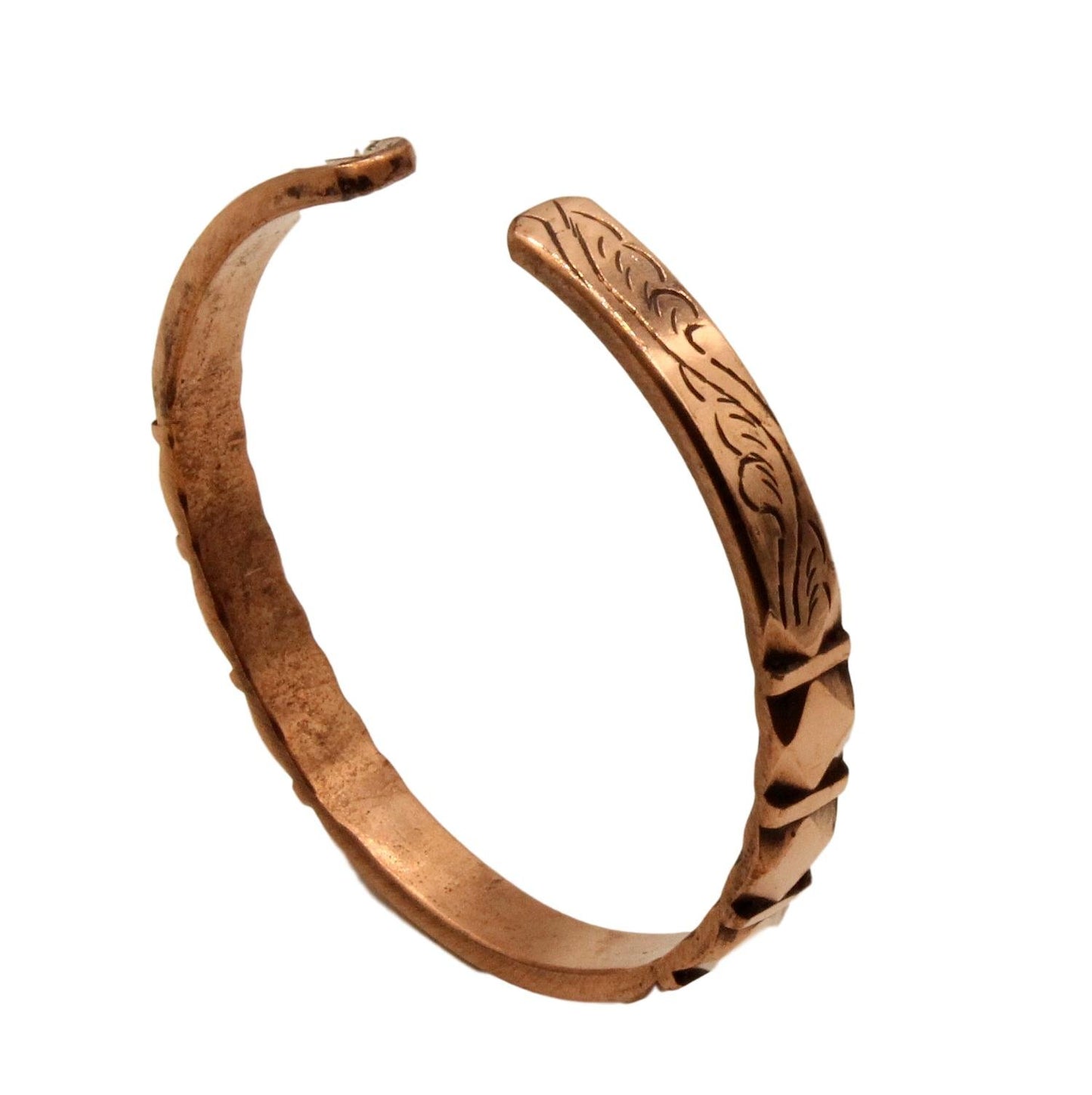 Healing Lama™ Hand Forged 100% Copper Bracelet. Unisex, Made with Solid and High Gauge Pure Copper (Carved)