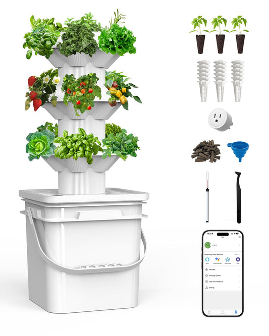 sjzxuv 18 Plants hydroponic Growing System kit, hydroponic Tower Indoor Garden, 10-Liter Large-Capacity Water Tank Circulation, soilless Planting Vegetables and Fruits (3x6P)