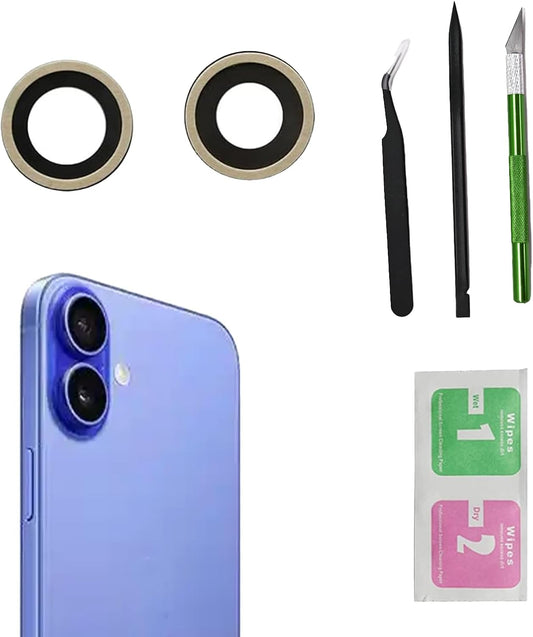 2pcs/Set 16 Back Camera Lens Glass Replacement for iPhone Plus Camera Lens Replacement with Pre-Installed Adhesive +