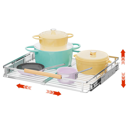 DPZM Expandable Pull Out Cabinet Organizer, 12.3"-18.5" W x 22.5''D