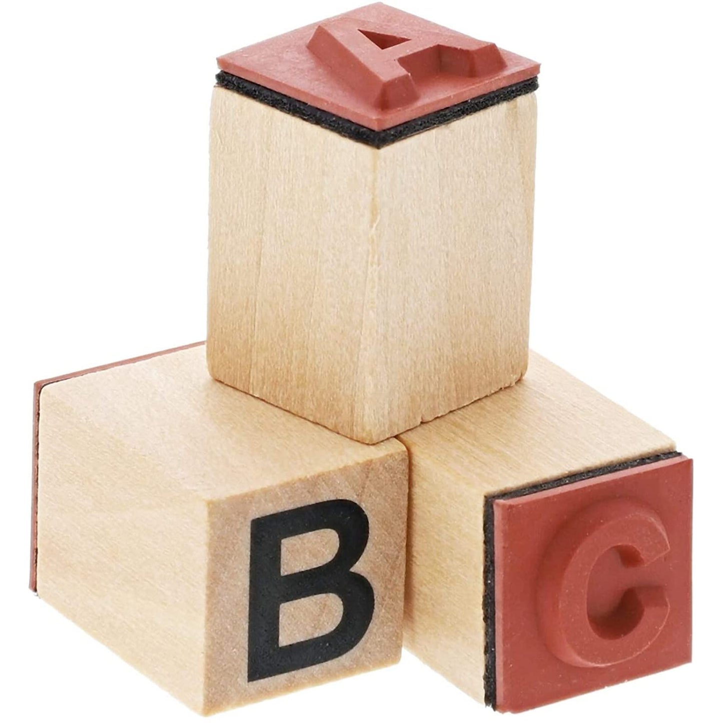 Juvale Letter Stamps Set - 60-Piece, 0.6-Inch Square Rubber Blocks - Wooden Alphabet Stamps for Crafting, Scrapbooking, Card Making & Journaling