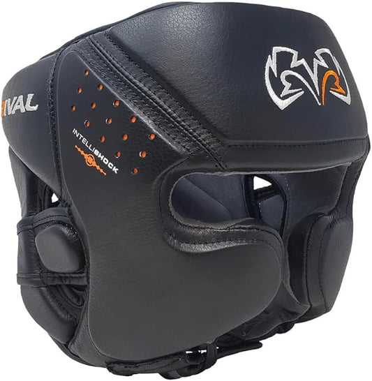 RIVAL Boxing RHG10 Intelli-Shock Headgear, D3O Front and Side Padding, Hook and Loop Back Adjustment with Lace on Top, and Anatomical Rear Head Pad Every Time