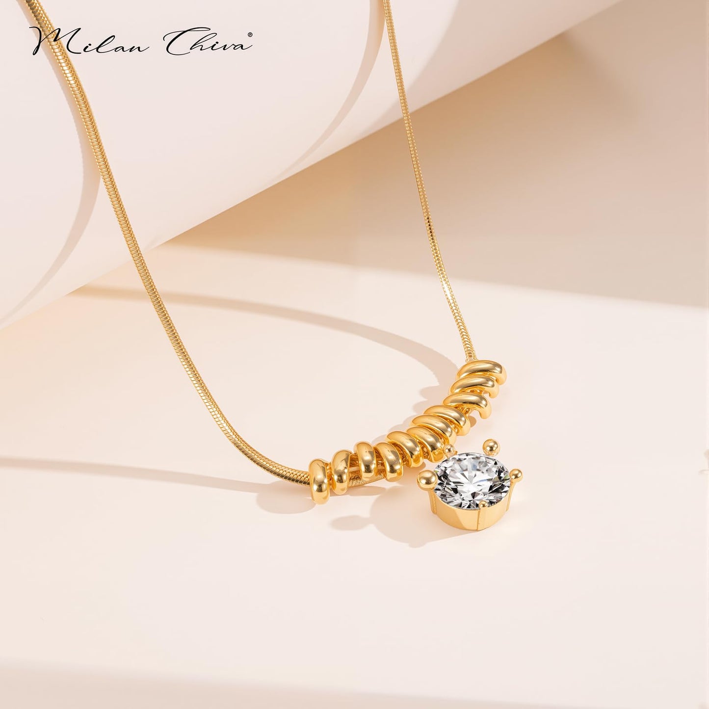 Milan Chiva 14K Gold Chunky Choker Plated Necklace for women, Dainty Trendy Non Tarnish Pendant Charm Necklaces Fashion Jewelry for Women Diamond ABU-MNS-1055GD