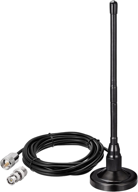 BINGFU 27MHz PL259 CB Radio Antenna Magnetic Base Soft Whip & BNC Male Compatible with Cobra Midland Uniden Maxon