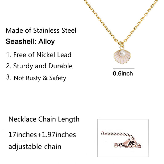 BNQL Seashell Pendant Necklace Beach Lover Gifts Scallop Necklace Enamel Seashell Jewelry Gifts for Women