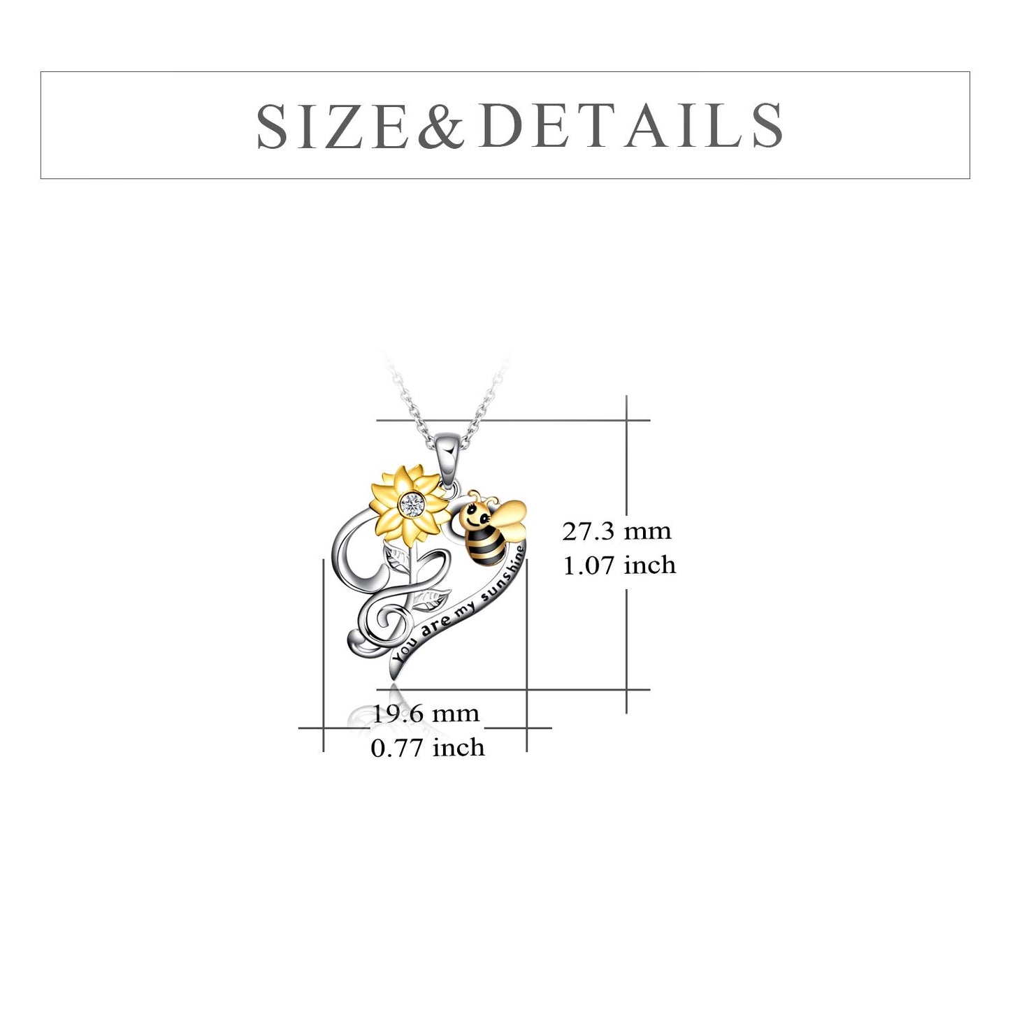 LUHE Bee Necklace 925 Sterling Silver Honeycomb Cute Flower Pendant Necklaces for Women Christmas Gifts for Her Women