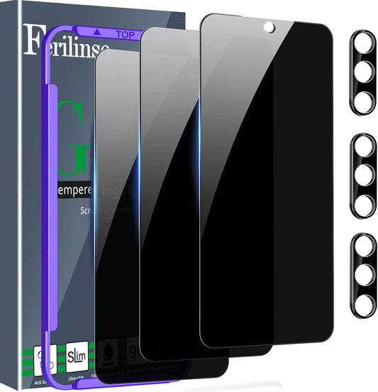 3 Pack S25 3 Pack S25 Ferilinso Privacy Screen Protector for Samsung Galaxy with Tempered Glass Camera Lens Protector