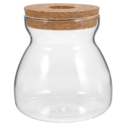 ULTECHNOVO Glass Terrarium Jar with Perforated Cork Lid - 4.7" Desktop Plant Propagation Station & Hydroponic Vase for Indoor Moss, Succulents & Cuttings - Minimalist Office Decor Gift for Plant Lover