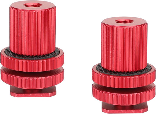1/4"-20 (Red,2 Pieses)-3064 CAMVATE Camera Hot Shoe Mount to Female Thread Screw Adapter for DSLR Camera Rig