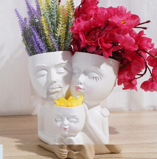 WLDOCA Head Planter Face Pots for Plants, Family Face Planters Novelty Face Vase, Unique Flower Pots Decorative Plant Planters for Indoor Outdoor Home Garden Succulents Cactus,A