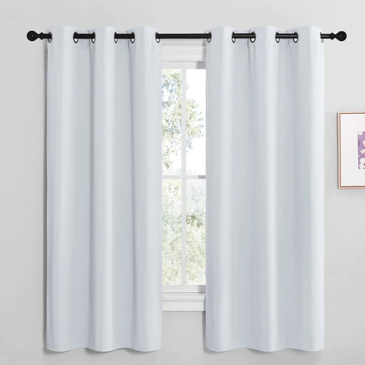 NICETOWN Room Darkening Curtains - Thermal Insulated Grommet Drapes for Bedroom | Greyish White, 2 Panels, 42x68