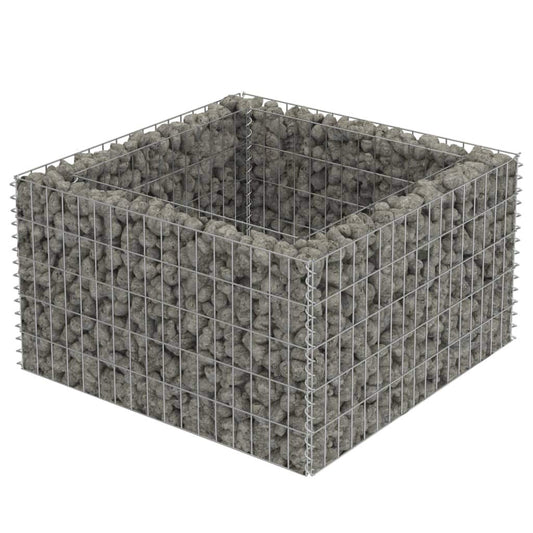 vidaXL Gabion Raised Bed Outdoor Gardening Backyard Park Stone Cage Basket Landscape Garden Planter Container Flower Box Galvanized Steel 35.4"
