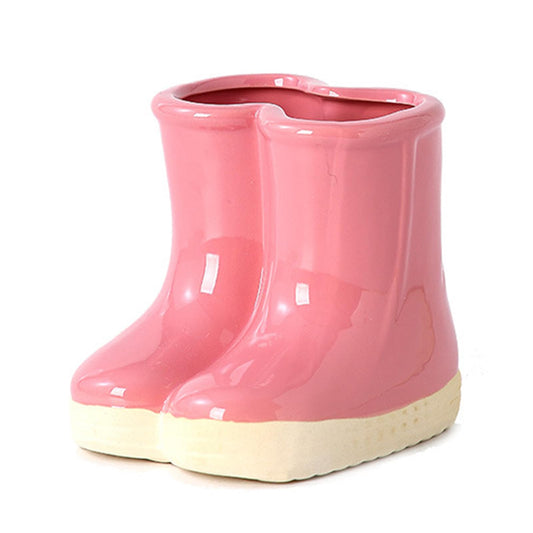 SUZEPER Ceramic Boots Vase, Creative Boots Succulent Planter,Funny Plant Pot for Indoor Outdoor Garden Home Decor(10x13x12cm(4x5x5inch), Pink)