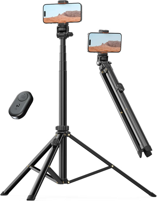 YUMAZLA 86'' Phone Tripod & Selfie Stick, Tripod for iPhone with Detachable Remote, Portable Phone Tripod Stand