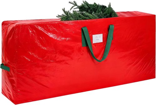 KRYSTY Christmas Tree Storage Bag - Waterproof Zippered Bag for 7.5 Ft Holiday Tree | Durable Red Design