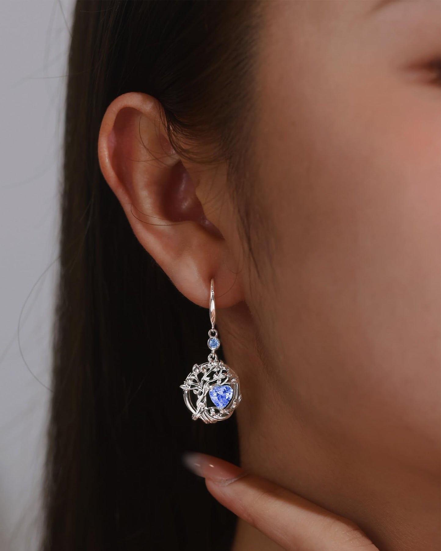 FANCIME Tree of Life Earrings 925 Sterling Silver Tanzanite Dangle Drop Gemstone Earring December Birthstone Fine Jewelry Birthday Mothers Day Gifts for Mom Her Women