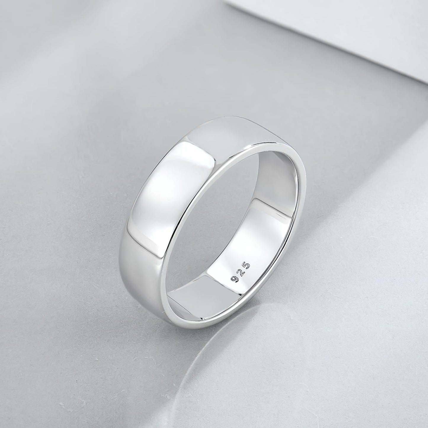 STARCHENIE Solid 925 Sterling Silver 6mm Wedding Band Ring, Comfort Fit High Polish, for Men and Women (Size 9)