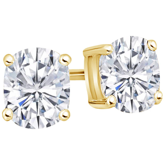 18K Yellow Gold 0.5 Carat Cushion Shape LAB GROWN Diamond IGI Certified Stud Earrings for women 4 Prong Push Back (E/F Color VS2/SI1 CLARITY)