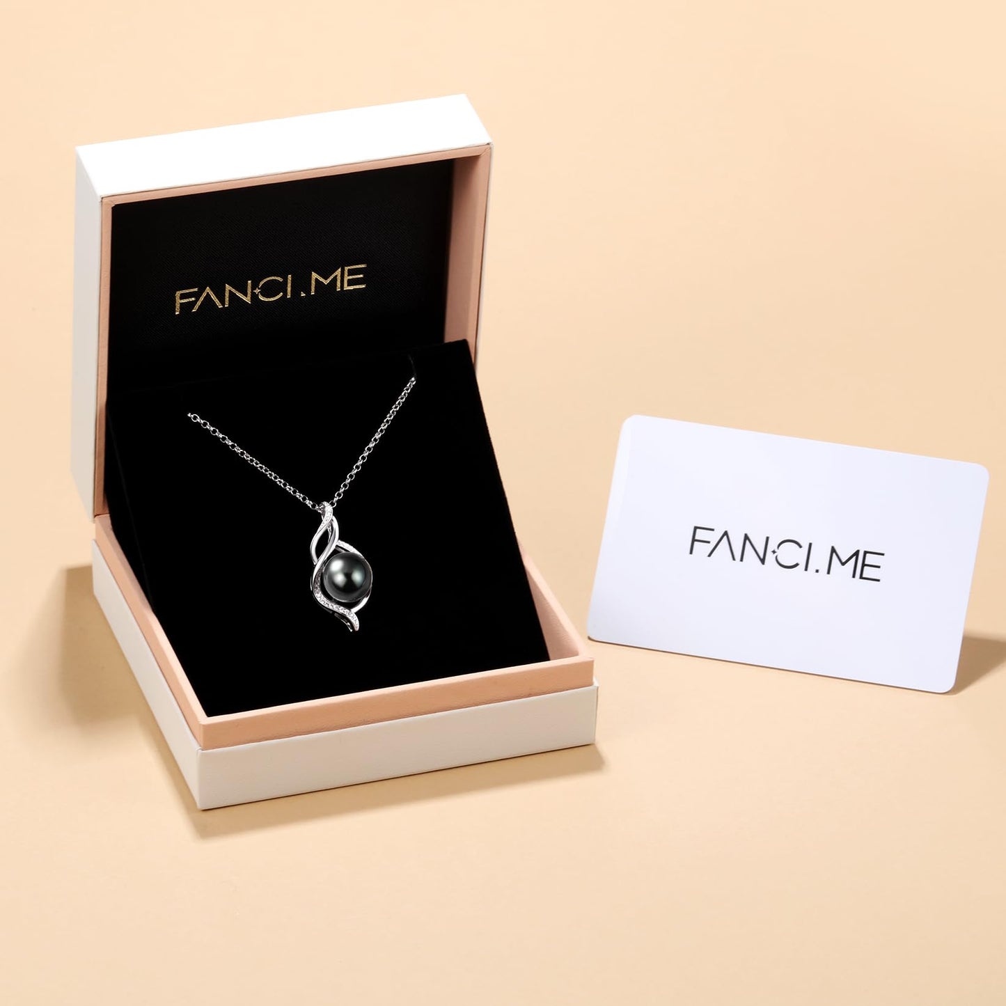 FANCIME Gift for Women Wife Natural Tahitian Pearl Necklace Sterling Silver Moana Grace 10-12MM Black Pearl Luxury Jewelry Gift for Women, Mother, Wife, 16"+2" Adjustable