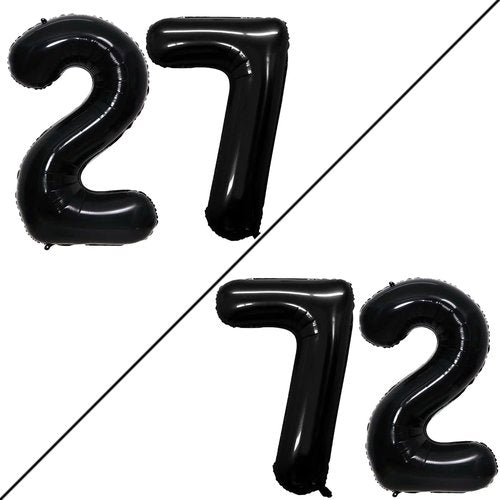 GOER Jumbo Number 27 Balloons - 42 Inch Foil Helium Balloons for 27th Birthday Party (Black)